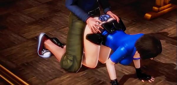  Jill Valentine Resident Evil game girl hentai cosplay having sex with a skinny man in act hentai gameplay video